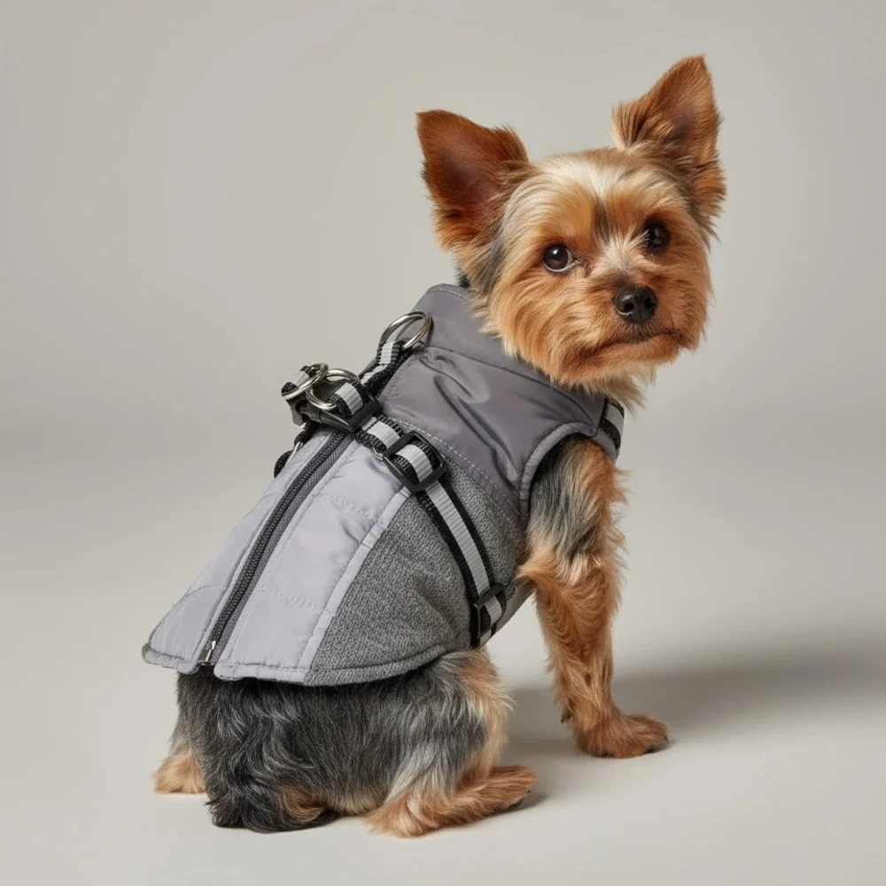 Top Paw Gray Dog Jacket with Harness